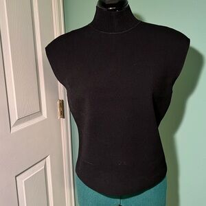 Black Sleeveless Mock Neck Sweater with Back Cutout